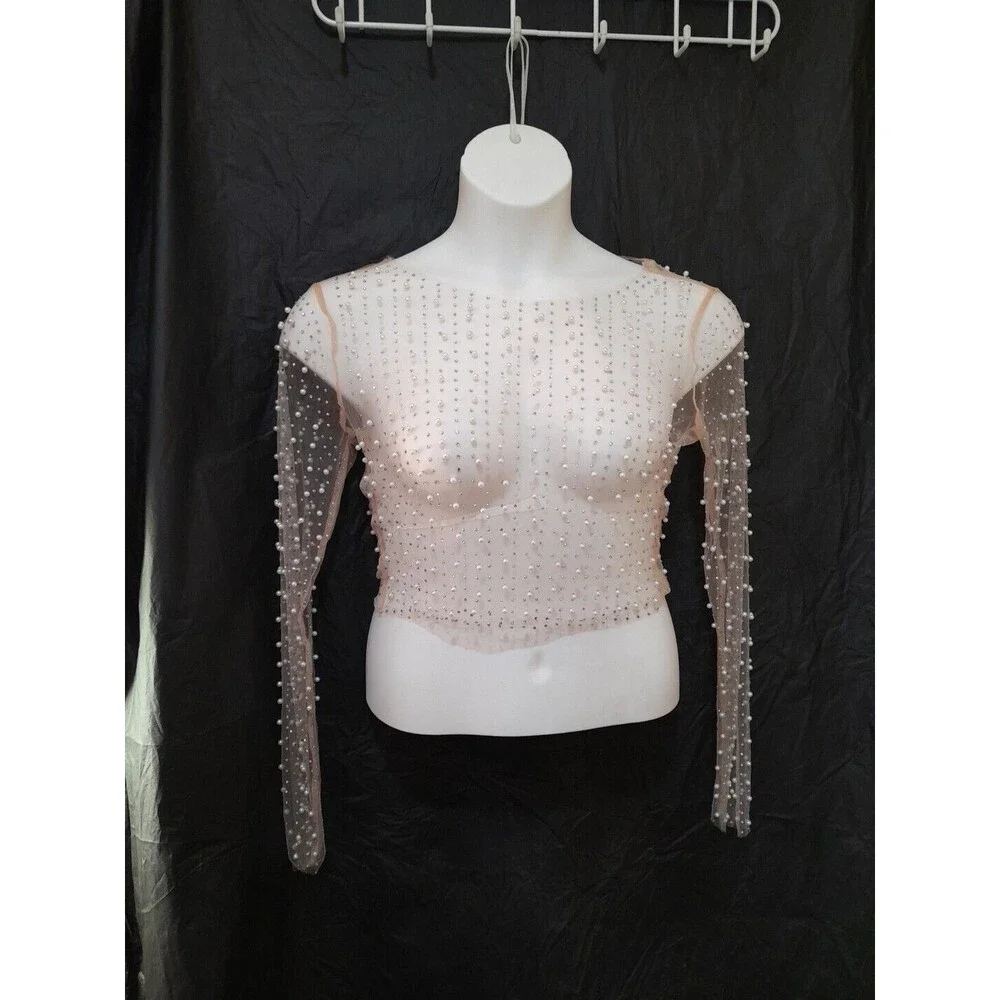 Windsor Rhinestone And Pearl Sheer Top